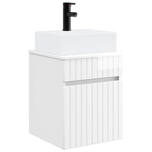vidaXL Wandmontierter Waschbecken Vanity Hochglanz Wei&szlig;