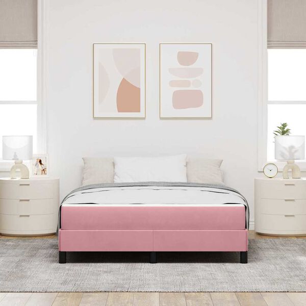 vidaXL Boxspringbett mit Matratze Rosa 160 x 220 cm Stoff