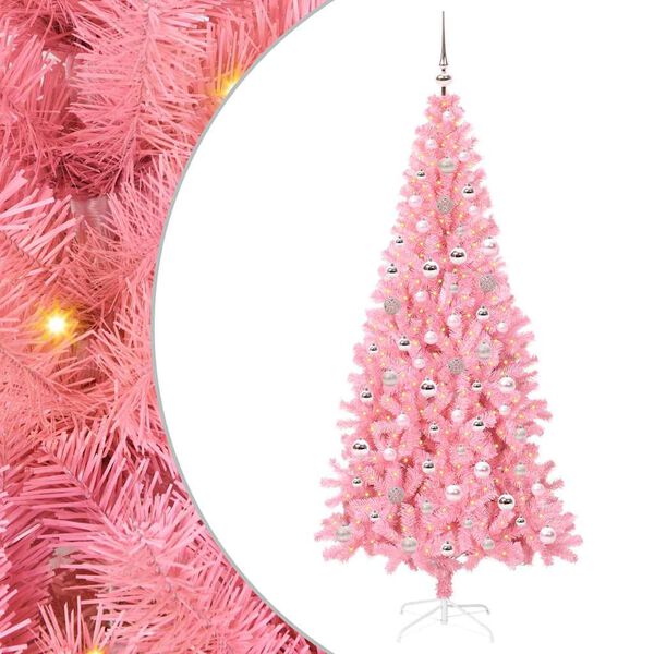 vidaXL Weihnachtsbaum mit 300 LEDs mit Ständer Rosa 240 cm PVC