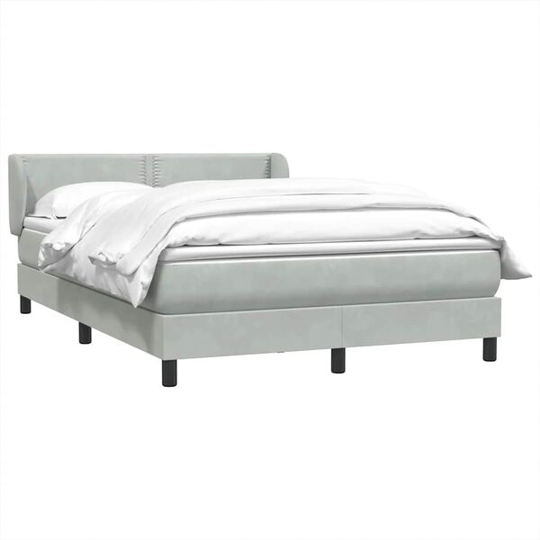 vidaXL Boxspringbett mit Matratze Hellgrau 160x210 cm Samt