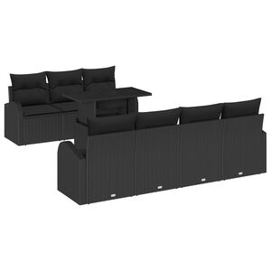 vidaXL Gartensofa-set mit Kissen 8 pcs Schwarz Poly-Rattan
