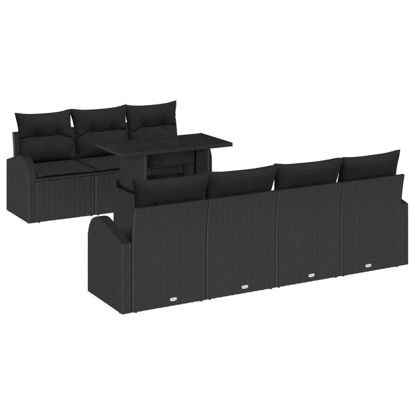 vidaXL Gartensofa-set mit Kissen 8 pcs Schwarz Poly-Rattan