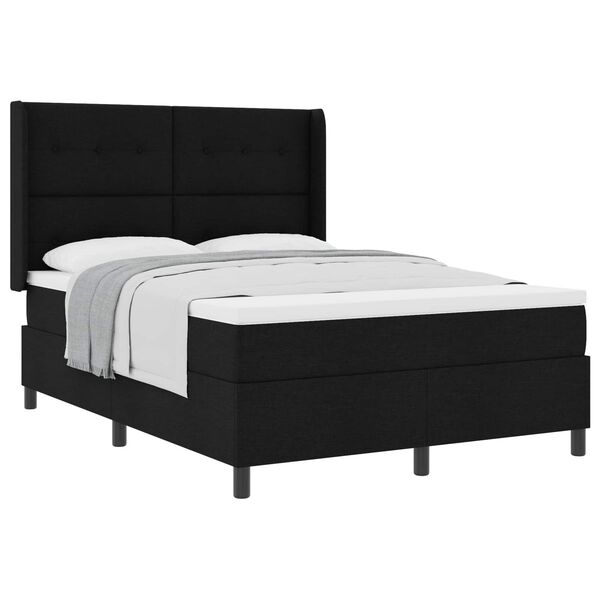 vidaXL Boxspringbett mit Matratze Schwarz 140 x 190 cm Stoff