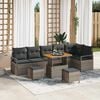 vidaXL Garten-Sofa-Set mit Kissen 9 pcs Grau Poly Rattan