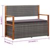 vidaXL Bank mit Stauraum 115 cm Poly Rattan Massivholz Akazie Grau