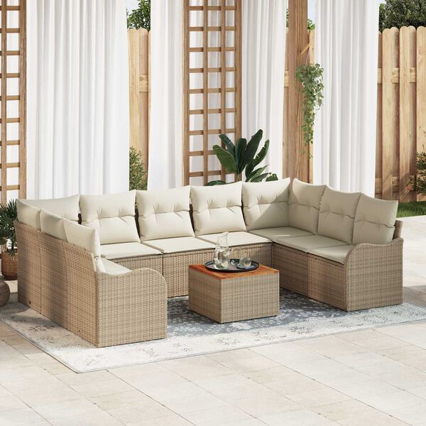 vidaXL Garten-Sofa-Set 10 pcs Beige und Wei&szlig;