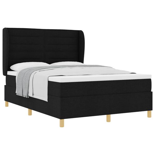 vidaXL Boxspringbett mit Matratze Dunkelgrau 90x190 cm Schwarz Stoff
