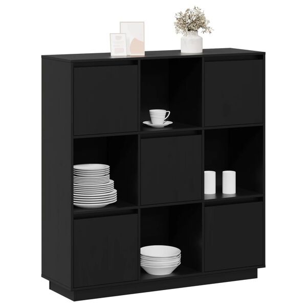 vidaXL Highboard Schwarz 110,5x35x117 cm Massivholz Kiefer