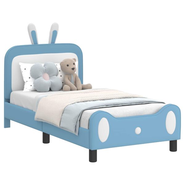 vidaXL Kinderbettgestell mit Kopfteil mit Kopfteil Blau 80 x 160 cm PU