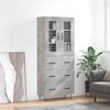 vidaXL Highboard Betongrau 69,5x34x180 cm Holzwerkstoff
