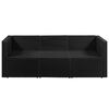 vidaXL 3-Sitzer-Gartensofa Schwarz Poly Rattan mit wei&szlig;en Kissen