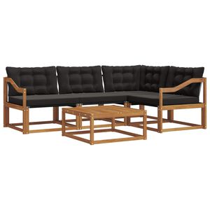 vidaXL Outdoor-Sofagarnitur 5 stk. 4-Sitzer Natur und Schwarz