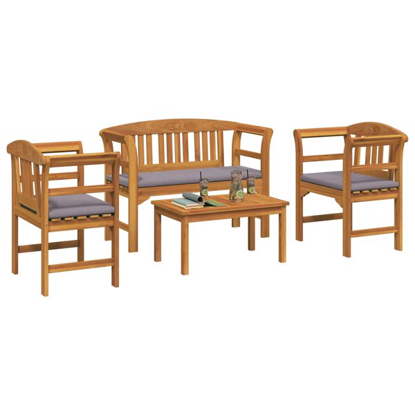 vidaXL Gartenrosen-Lounge-Set 4 pcs Natur Massivholz Akazie