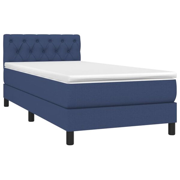 vidaXL Boxspringbett mit Matratze & LED Blau 80x200 cm Stoff