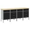 vidaXL Werkbank mit Speicher 4 Stk. Schwarz und Grau 200 x 55 x 85 cm