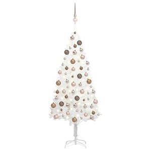 vidaXL K&uuml;nstlicher Weihnachtsbaum mit Beleuchtung & Kugeln Wei&szlig; 120 cm