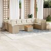 vidaXL 11-tlg. Garten-Sofagarnitur mit Kissen Beige Poly Rattan