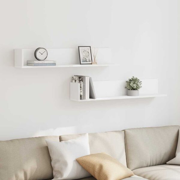 vidaXL Wandregale 2 Stk. Wei&szlig; 100x16,5x16,5 cm Holzwerkstoff