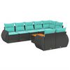 vidaXL 9-teiliges Gartensofa-Set mit Kissen, schwarzes Polyrattan