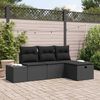 vidaXL Garten-Sofa-Set mit Kissen 4 pcs Schwarz Poly Rattan