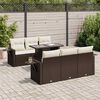 vidaXL 7-tlg. Garten-Sofagarnitur mit Kissen Braun Poly Rattan