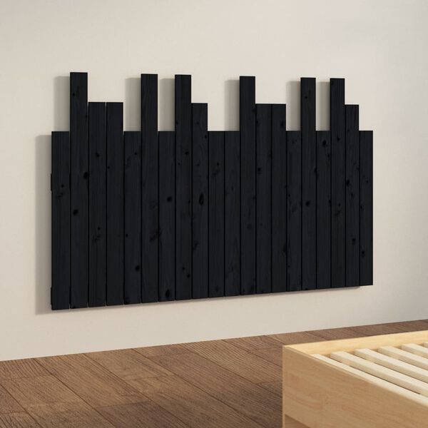vidaXL Wand-Kopfteil Schwarz 127,5x3x80 cm Massivholz Kiefer