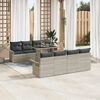 vidaXL Garten-Sofa-Set mit Kissen 9 pcs Hellgrau Poly Rattan