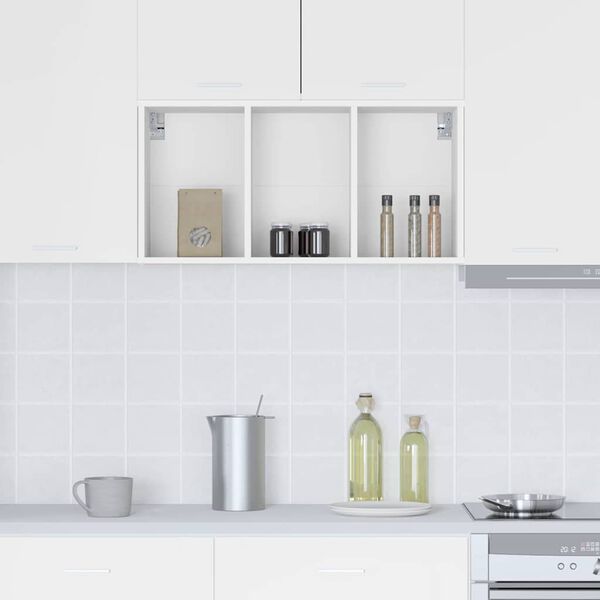 vidaXL H&auml;ngeschrank mit Speicher Wei&szlig; 40 x 29,5 x 80 cm Holzwerkstoff