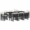 vidaXL Garten Essgruppe 9 pcs Schwarz Poly-Rattan