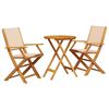 vidaXL 3-tlg. Bistro-Set Beige Stoff und Massivholz