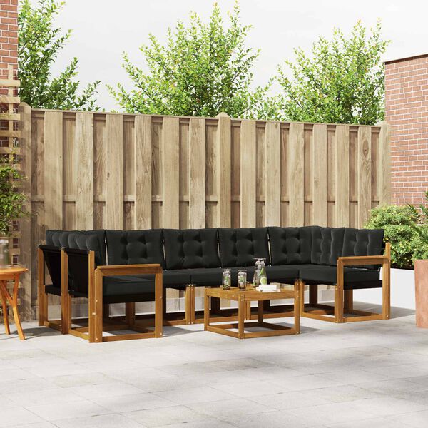 vidaXL Outdoor-Sofagarnitur mit Kissen 8 pcs Nat&uuml;rlich und Schwarz