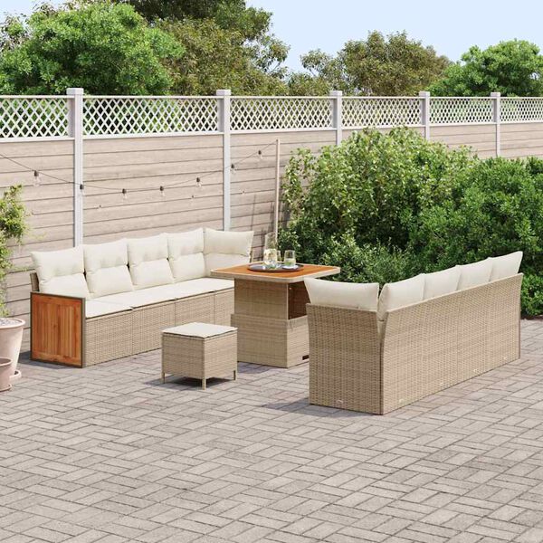 vidaXL Gartensofa-set mit Kissen 11 pcs Beige und Creme