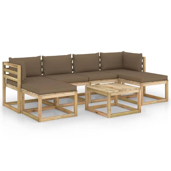 vidaXL 7-tlg. Garten-Lounge-Set mit Kissen Impr&auml;gniertes Kiefernholz