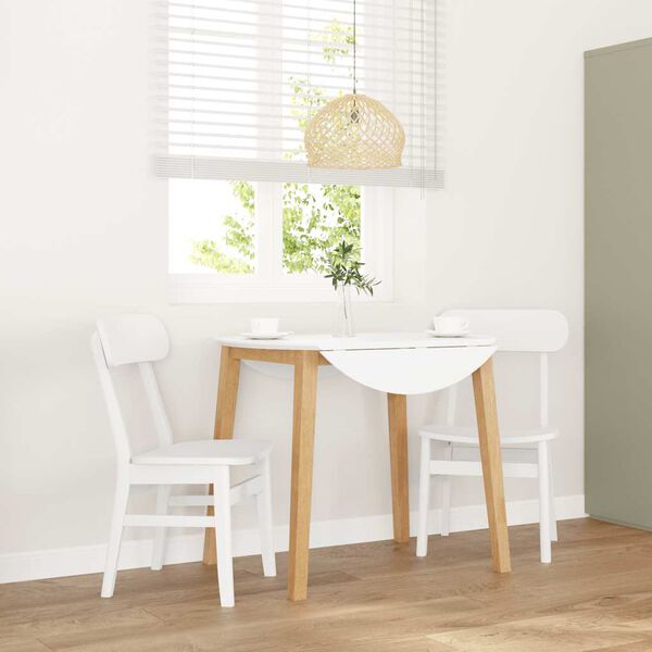 vidaXL Esszimmerst&uuml;hle 2 Stk. Wei&szlig; Massivholz Gummibaum