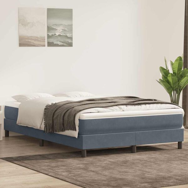 vidaXL Boxspringbett ohne Matratze Dunkelgrau 140x220 cm Samt