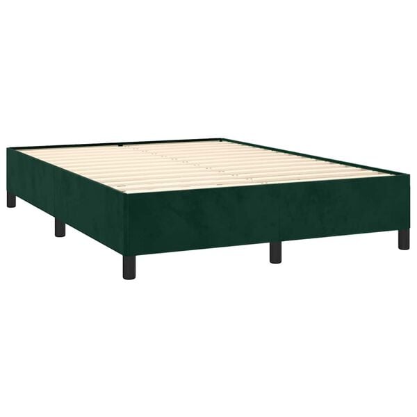 vidaXL Boxspringbett mit Matratze Dunkelgr&uuml;n 140x200 cm Samt