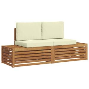 vidaXL Outdoor-Sofagarnitur mit Kissen 2 St&uuml;ck Natur und Creme
