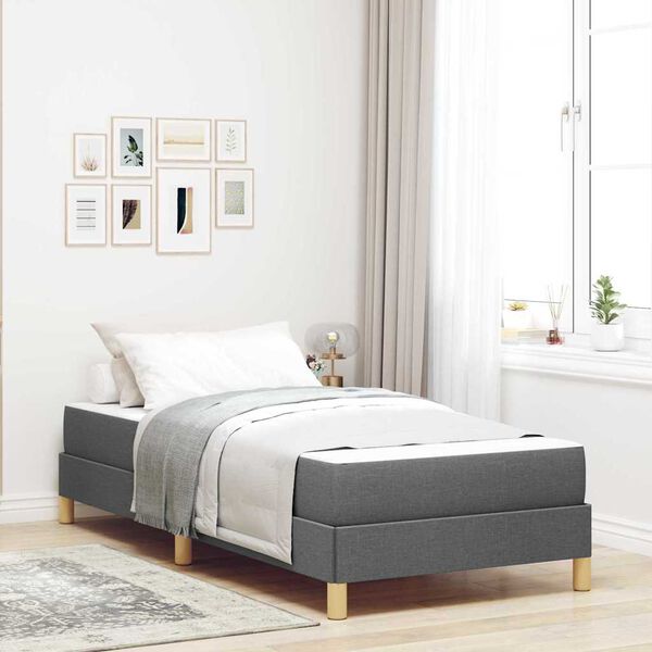 vidaXL Boxspringbett mit Matratze Dunkelgrau 80 x 200 cm Stoff