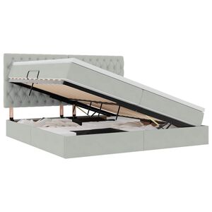 vidaXL Aufbewahrungsbett mit Matratze Hellgrau 200 x 200 cm Samt