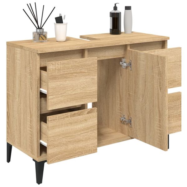 vidaXL Waschbeckenunterschrank Sonoma-Eiche 80x33x60 cm Holzwerkstoff