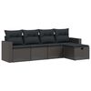vidaXL 5-tlg. Garten-Sofagarnitur mit Kissen Schwarz Poly Rattan