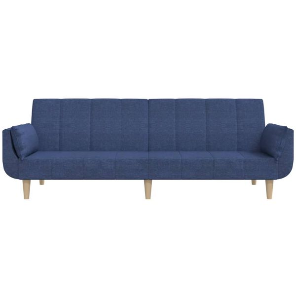 vidaXL Schlafsofa 2-Sitzer mit 2 Kissen Blau Stoff