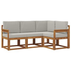 vidaXL Outdoor-Sofagarnitur mit Kissen 4 pcs Nat&uuml;rlich und Hellgrau
