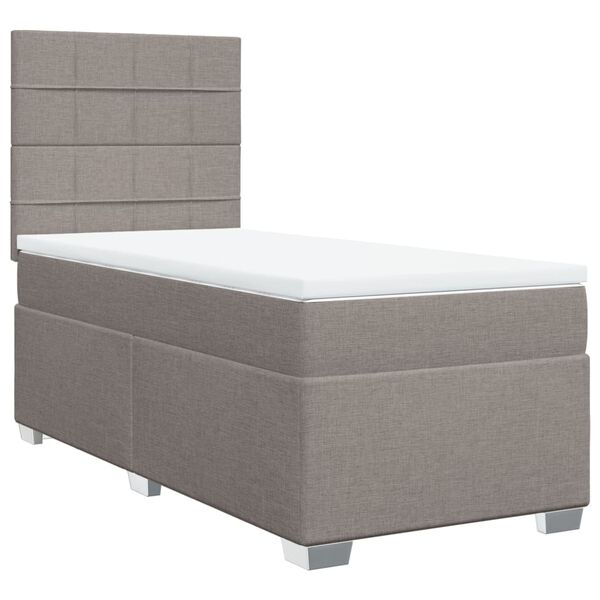 vidaXL Boxspringbett mit Matratze Taupe 90x190 cm Stoff
