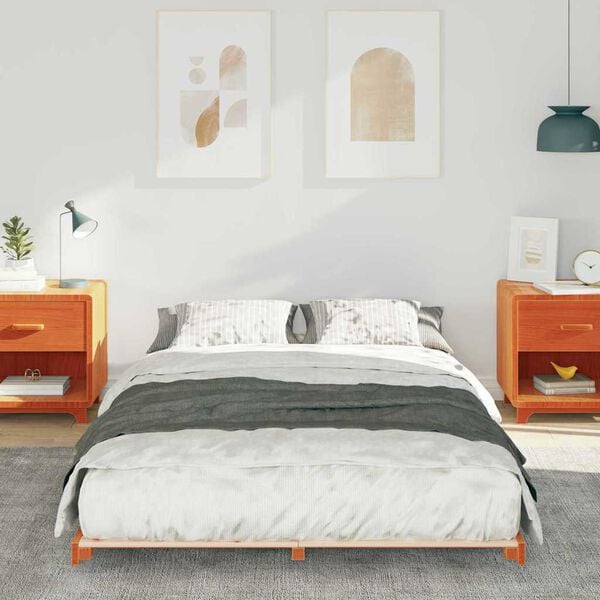 vidaXL Bodenbettgestell Wachsbraun 120 x190 cm Massivholz Kiefer