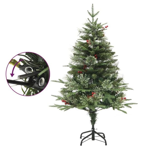 vidaXL Weihnachtsbaum mit Beleuchtung und Kiefernzapfen Gr&uuml;n 150 cm