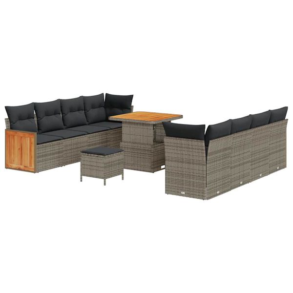 vidaXL Gartensofa-set mit Kissen 11 pcs Grau