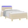 vidaXL LED Boxspringbett mit Matratze mit LED Creme 120 x 190 cm Stoff