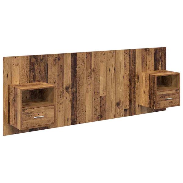vidaXL Kopfteil mit Schrank mit Schubladen 3 pcs Altholz Holzwerkstoff