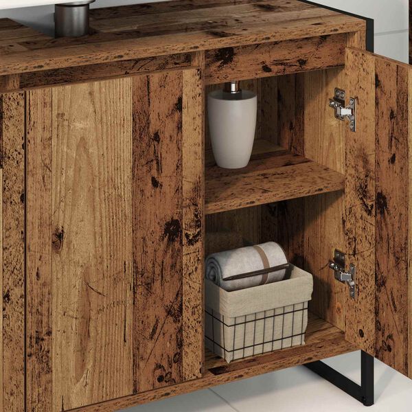 vidaXL Badezimmerschrank mit T&uuml;r Altholz 90 x 30 x 60 cm Holzwerkstoff